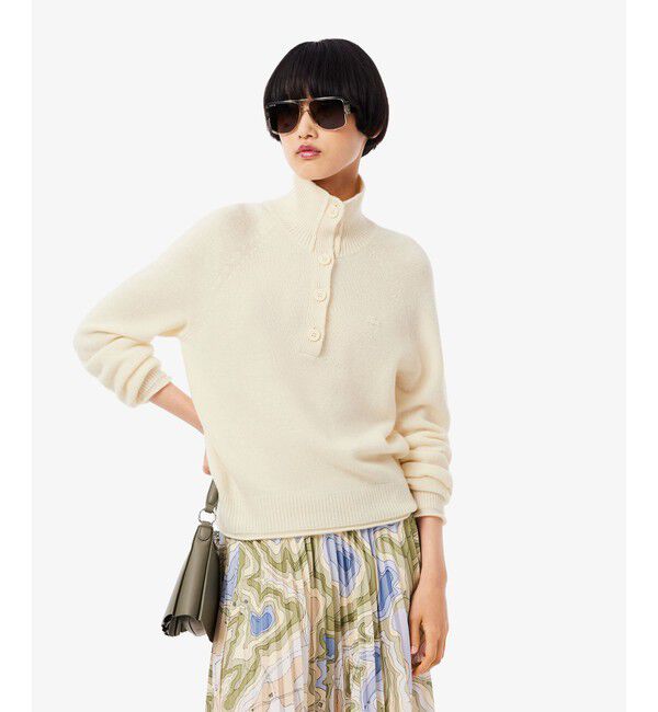 LACOSTE「3Dニッティングハーフボタンハイネック ウールニットポロセーター」|ニット・セーター|