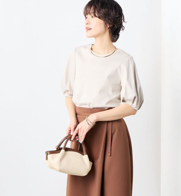 NOLLEY'S「高機能 LA＋スムース5分袖プルオーバーカットソー」|Tシャツ・カットソー|ベージュ