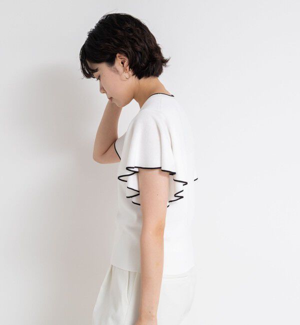 NOLLEY'S sophi「《手洗い可能》袖フリル配色プルオーバーニット」|ニット・セーター|