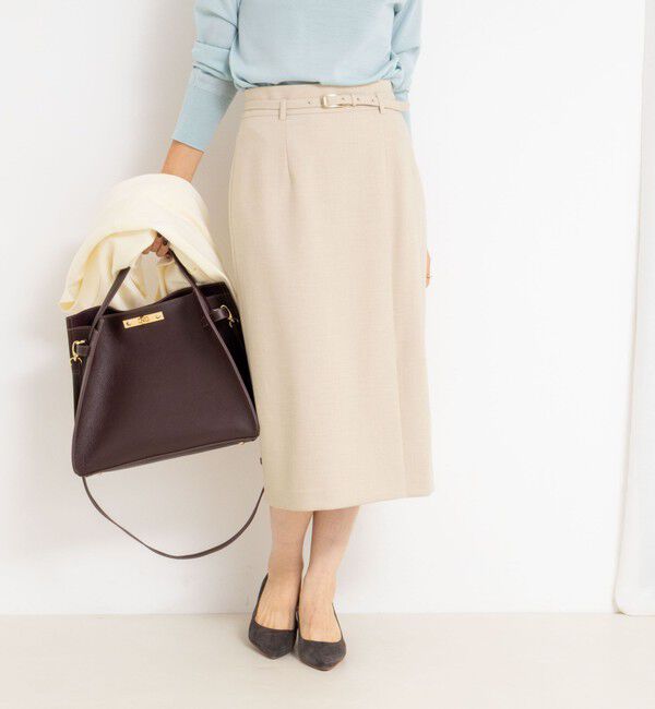 NOLLEY'S sophi「ウォッシャブルベルト付きラップ風タイトスカート」|タイト|