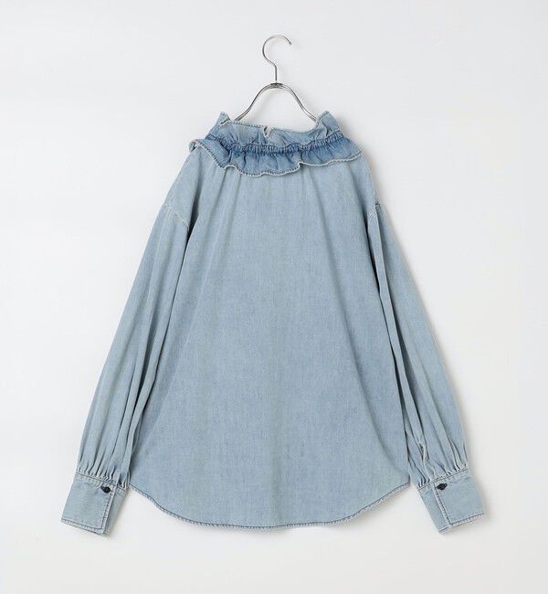 Rie Miller「【RM denim】フリルギャザーデニムブラウス」|シャツ・ブラウス|