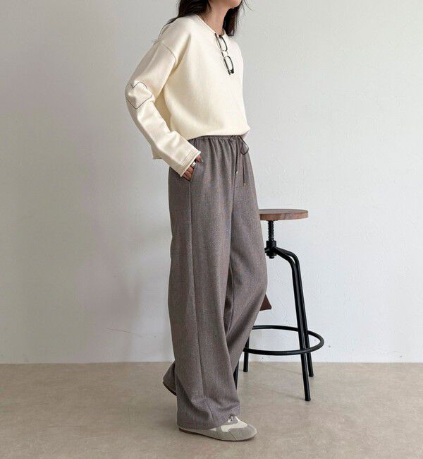 fredy emue「【4サイズ展開】ソフトシャークスキン/チェックイージーパンツ」|チノ|