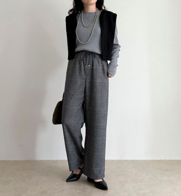 fredy emue「【4サイズ展開】ソフトシャークスキン/チェックイージーパンツ」|チノ|