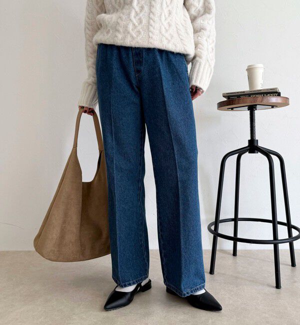 fredy emue「フレアーデニムイージーパンツ」|デニム|ネイビー