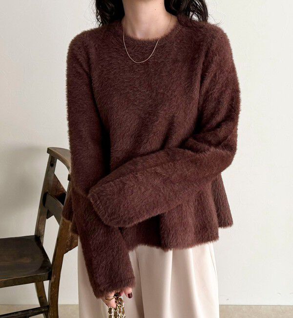 fredy emue「シャギーペプラムニットプルオーバー」|ニット・セーター|ブラウン