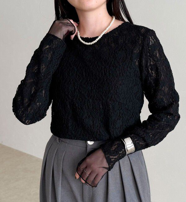 fredy emue「チュールレイヤードレースロンTシャツ」|Tシャツ・カットソー|