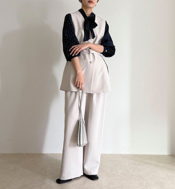 fredy emue「【セットアップ対応】パウダリーツイルベルト付きジレ」|ベスト・ジレ|