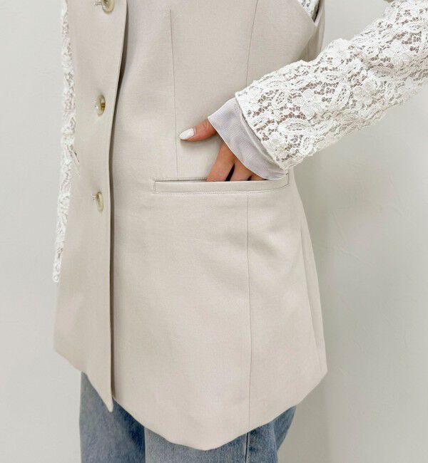 fredy emue「【セットアップ対応】パウダリーツイルベルト付きジレ」|ベスト・ジレ|