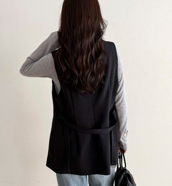 fredy emue「【セットアップ対応】パウダリーツイルベルト付きジレ」|ベスト・ジレ|