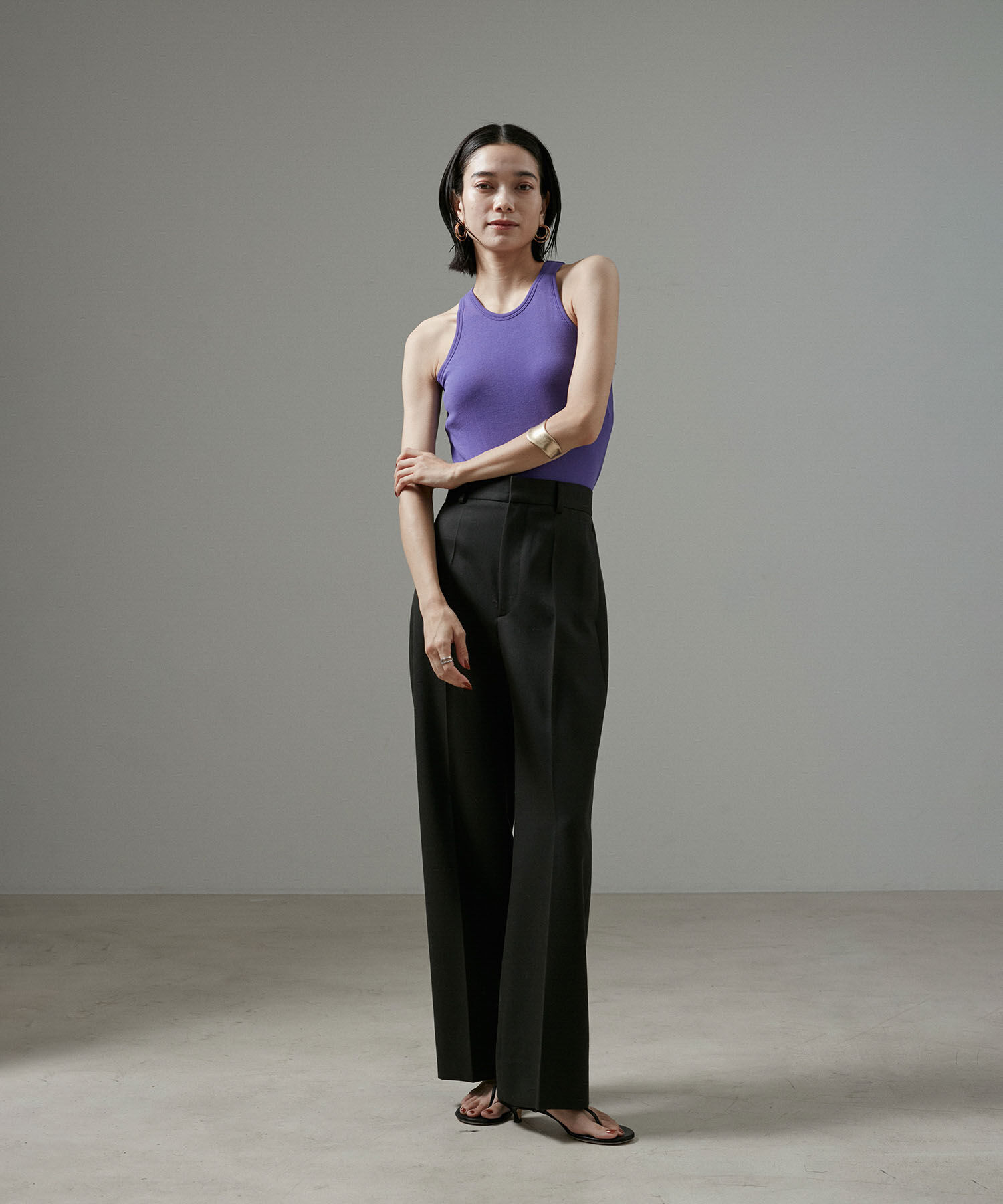 SALON adam et rope'「VISTO WOOL GABA ストレートワイドパンツ」|スラックス|