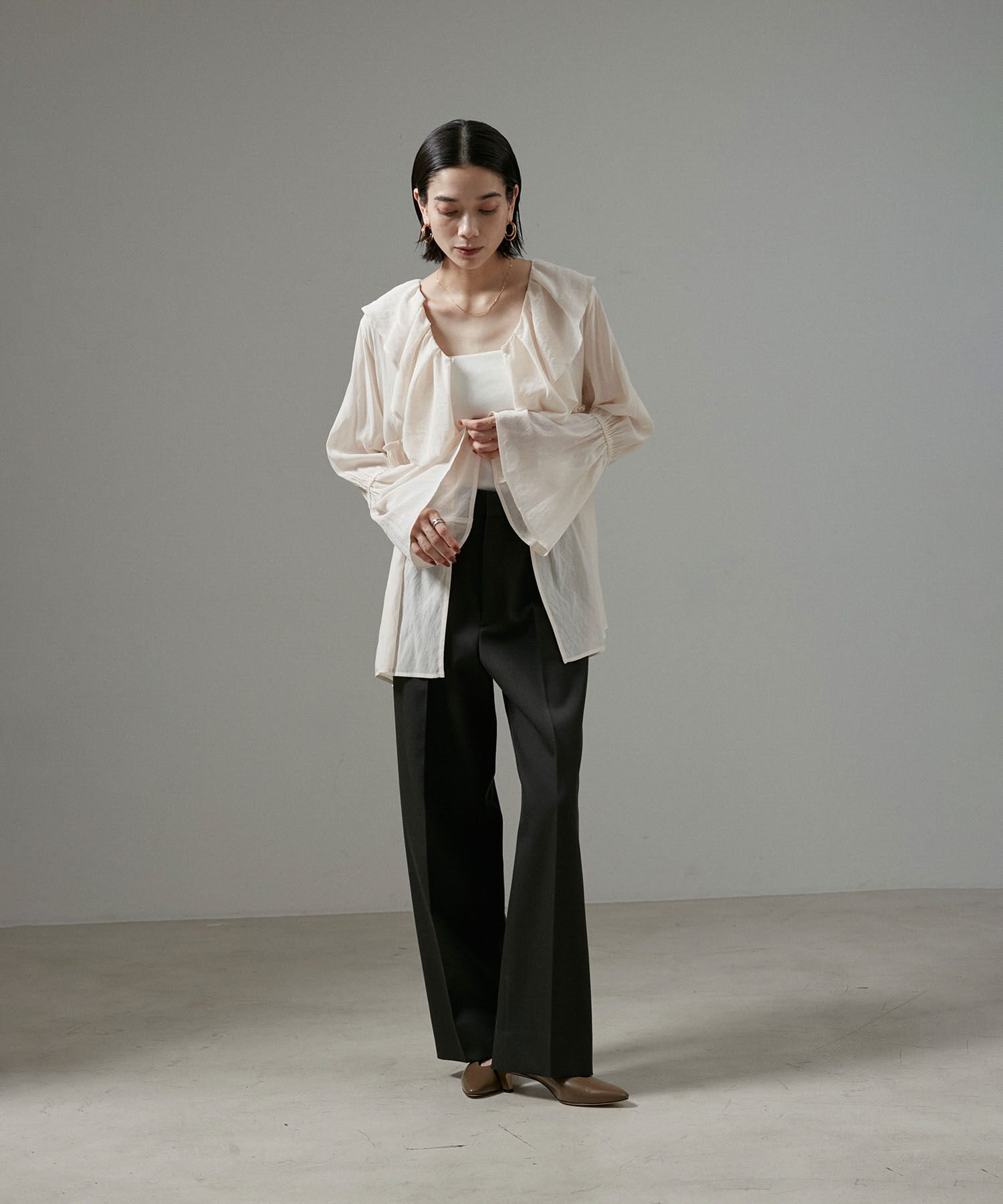 SALON adam et rope'「VISTO WOOL GABA ストレートワイドパンツ」|スラックス|