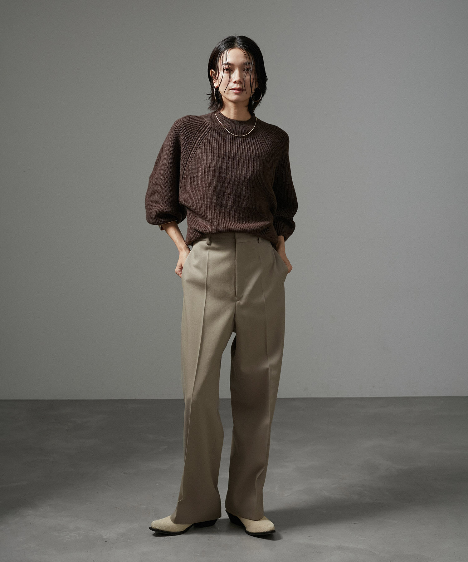 SALON adam et rope'「VISTO WOOL GABA ストレートワイドパンツ」|スラックス|