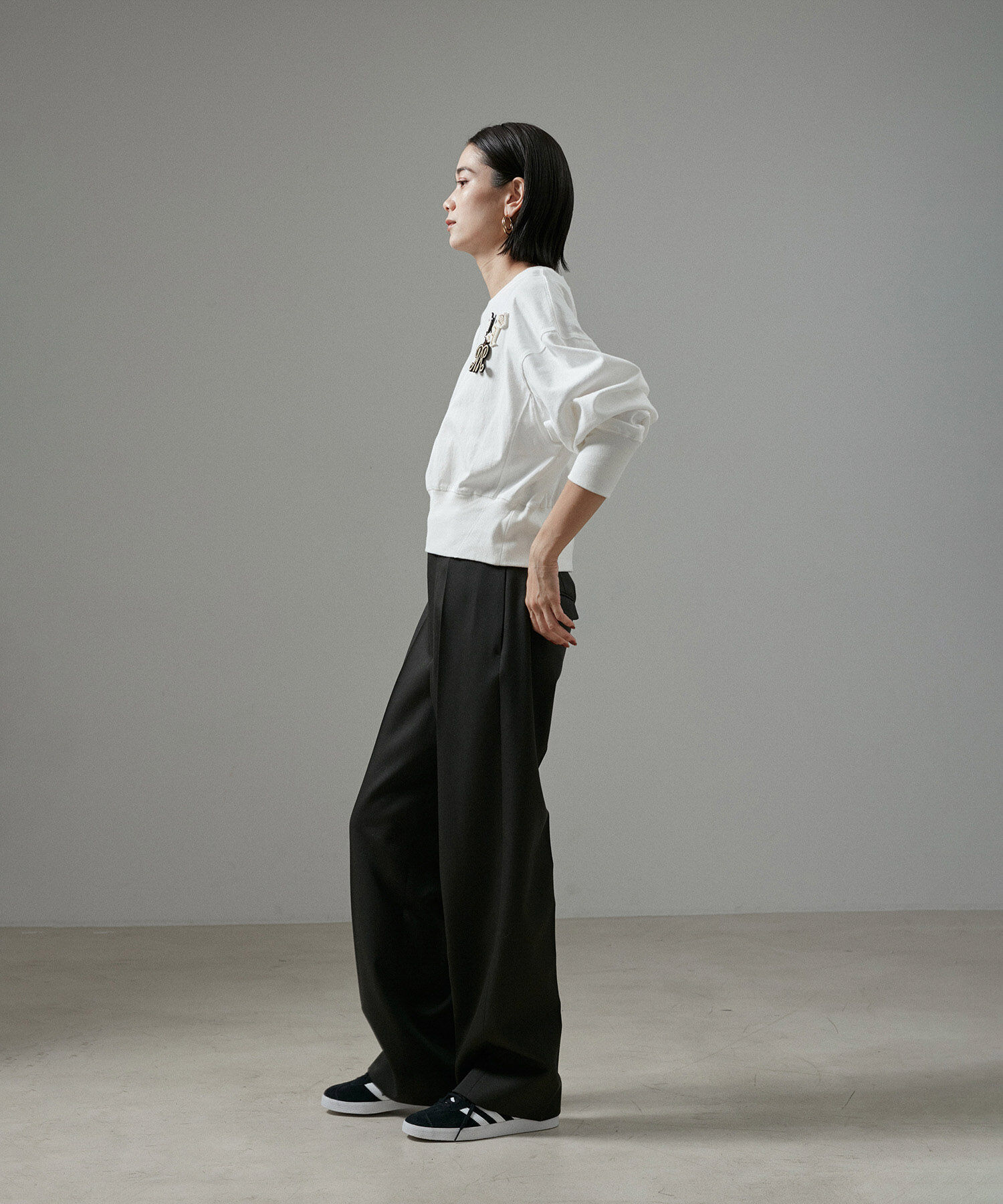 SALON adam et rope'「VISTO WOOL GABA ストレートワイドパンツ」|スラックス|