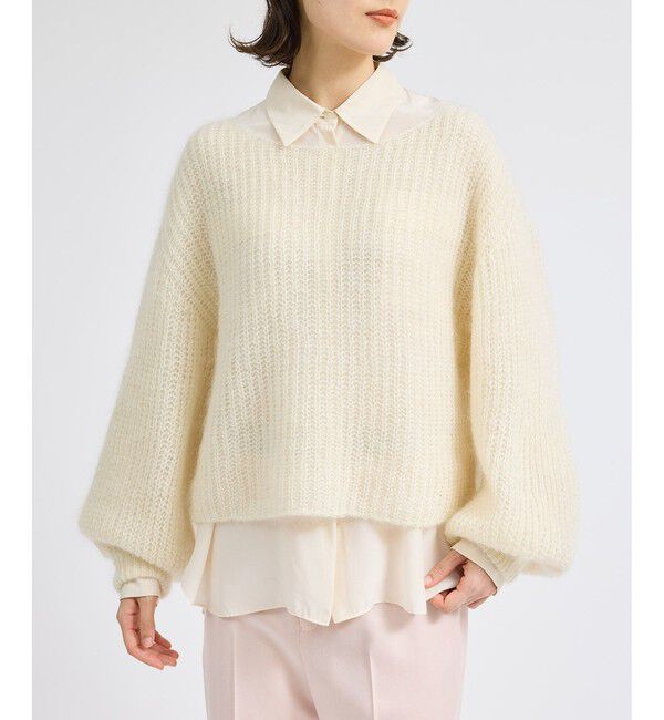 ROPE「モヘアシルク片畔ボートネックプルオーバー」|ニット・セーター|