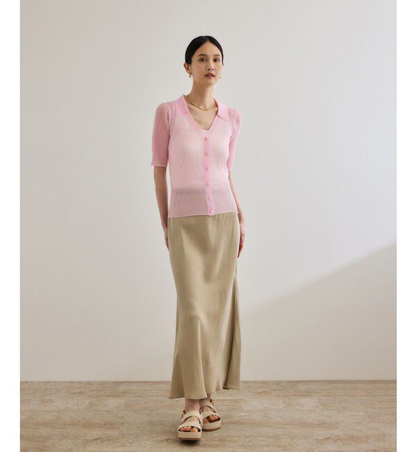 ROPE「【洗える】【WEB・一部店舗限定】シアーリブＶネックポロニット」|ニット・セーター|