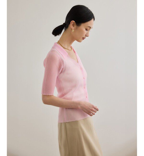 ROPE「【洗える】【WEB・一部店舗限定】シアーリブＶネックポロニット」|ニット・セーター|
