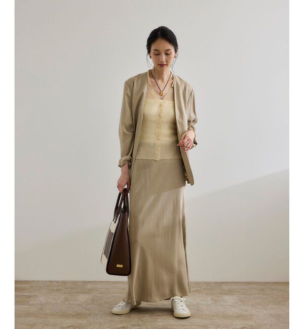 ROPE「【洗える】【WEB・一部店舗限定】シアーリブＶネックポロニット」|ニット・セーター|