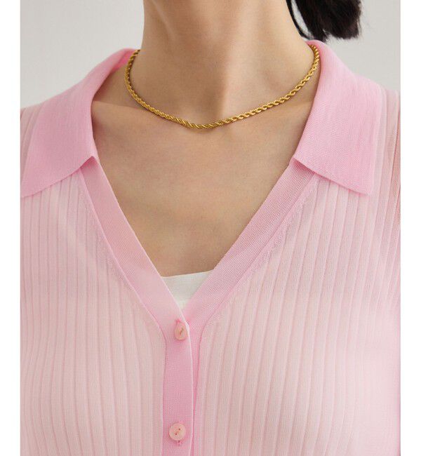 ROPE「【洗える】【WEB・一部店舗限定】シアーリブＶネックポロニット」|ニット・セーター|