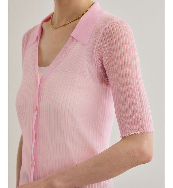 ROPE「【洗える】【WEB・一部店舗限定】シアーリブＶネックポロニット」|ニット・セーター|