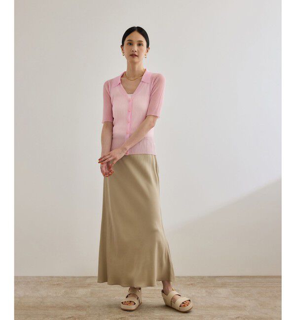 ROPE「【洗える】【WEB・一部店舗限定】シアーリブＶネックポロニット」|ニット・セーター|