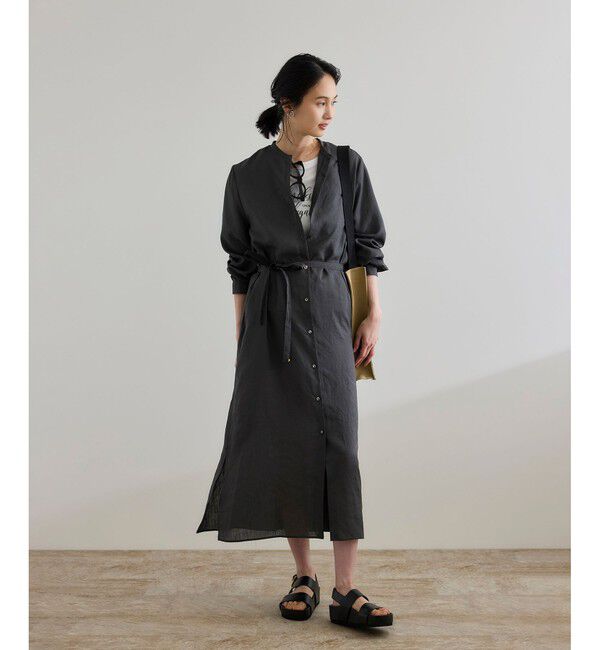 ROPE「【WEB・一部店舗限定】フロントオープンシャツワンピース/洗える」|ワンピース|