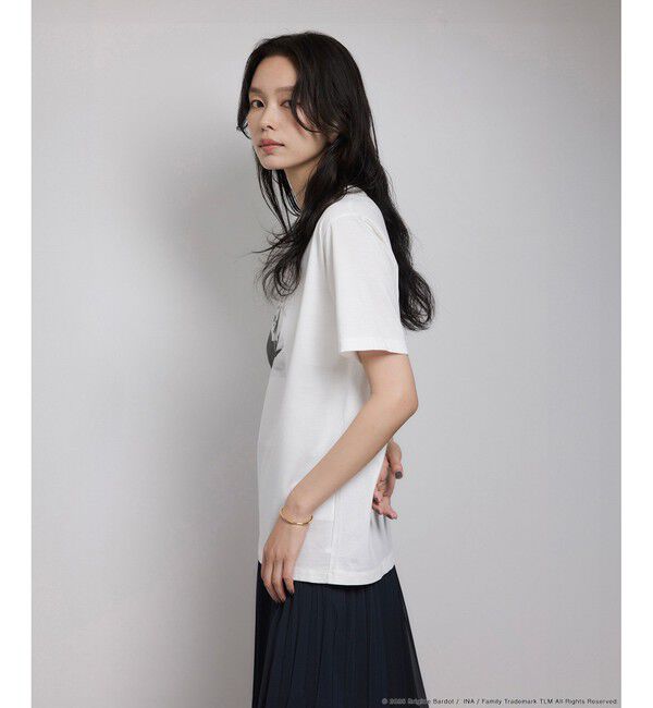 ROPE「【Brigitte Bardot&times;ROPE'・コラボ】プリント半袖T-shirt【洗える・洗濯耐久性・接触冷感】」|Tシャツ・カットソー|