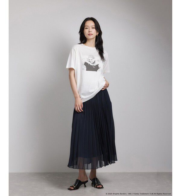 ROPE「【Brigitte Bardot&times;ROPE'・コラボ】プリント半袖T-shirt【洗える・洗濯耐久性・接触冷感】」|Tシャツ・カットソー|