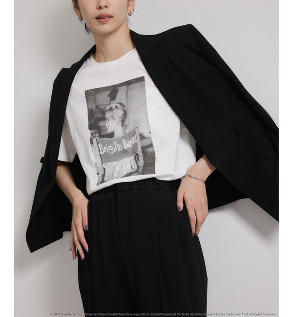 ROPE「【Brigitte Bardot&times;ROPE'・コラボ】プリント半袖T-shirt【洗える・洗濯耐久性・接触冷感】」|Tシャツ・カットソー|