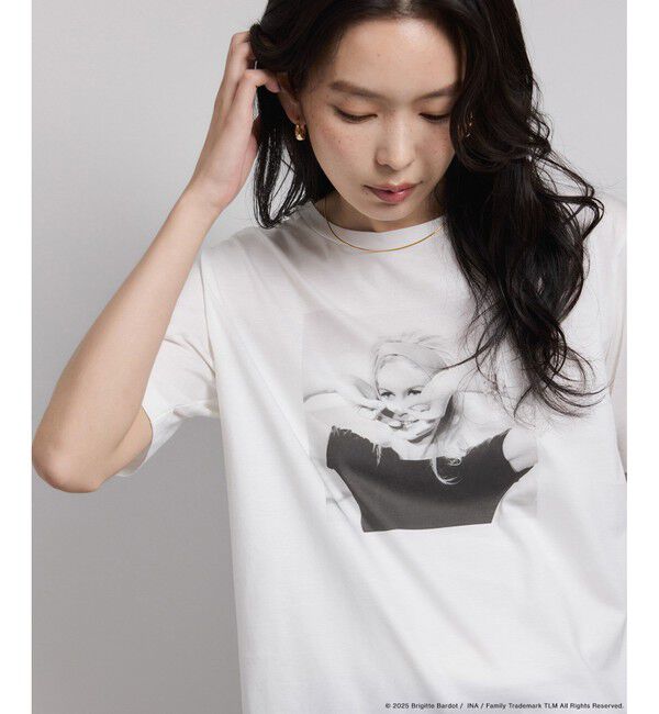 ROPE「【Brigitte Bardot&times;ROPE'・コラボ】プリント半袖T-shirt【洗える・洗濯耐久性・接触冷感】」|Tシャツ・カットソー|