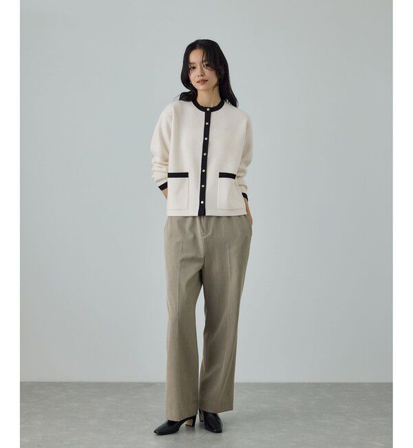 ROPE「接結ウールバイカラーニットカーディガン/イージーケア」|カーディガン|