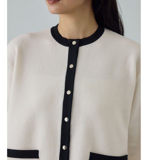 ROPE「接結ウールバイカラーニットカーディガン/イージーケア」|カーディガン|