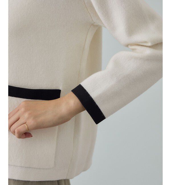 ROPE「接結ウールバイカラーニットカーディガン/イージーケア」|カーディガン|