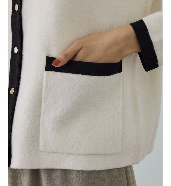 ROPE「接結ウールバイカラーニットカーディガン/イージーケア」|カーディガン|