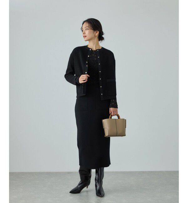 ROPE「接結ウールバイカラーニットカーディガン/イージーケア」|カーディガン|