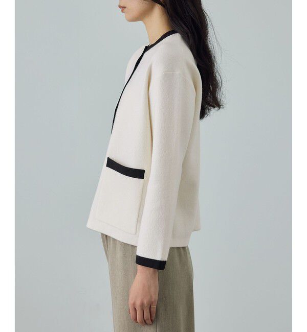 ROPE「接結ウールバイカラーニットカーディガン/イージーケア」|カーディガン|