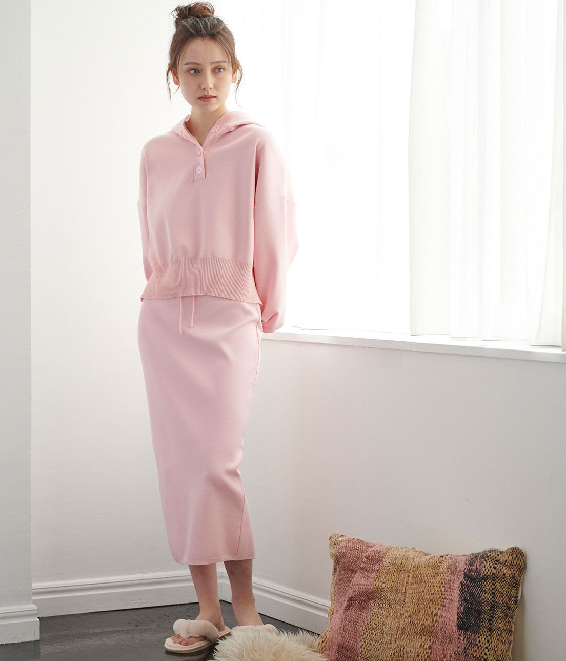 VIS「【コラーゲン加工】【セットアップ対応】【ViSage】軽量ニットスカート」|ルームウェア|