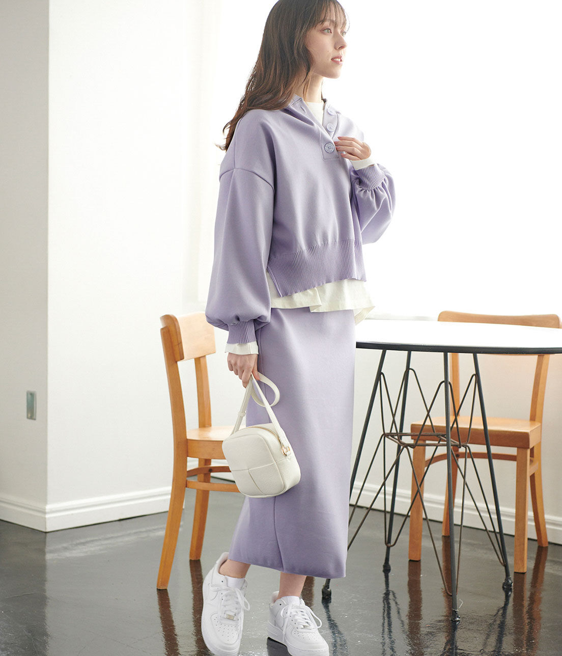 VIS「【コラーゲン加工】【セットアップ対応】【ViSage】軽量ニットスカート」|ルームウェア|