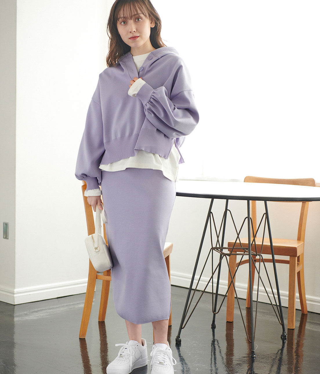 VIS「【コラーゲン加工】【セットアップ対応】【ViSage】軽量ニットスカート」|ルームウェア|