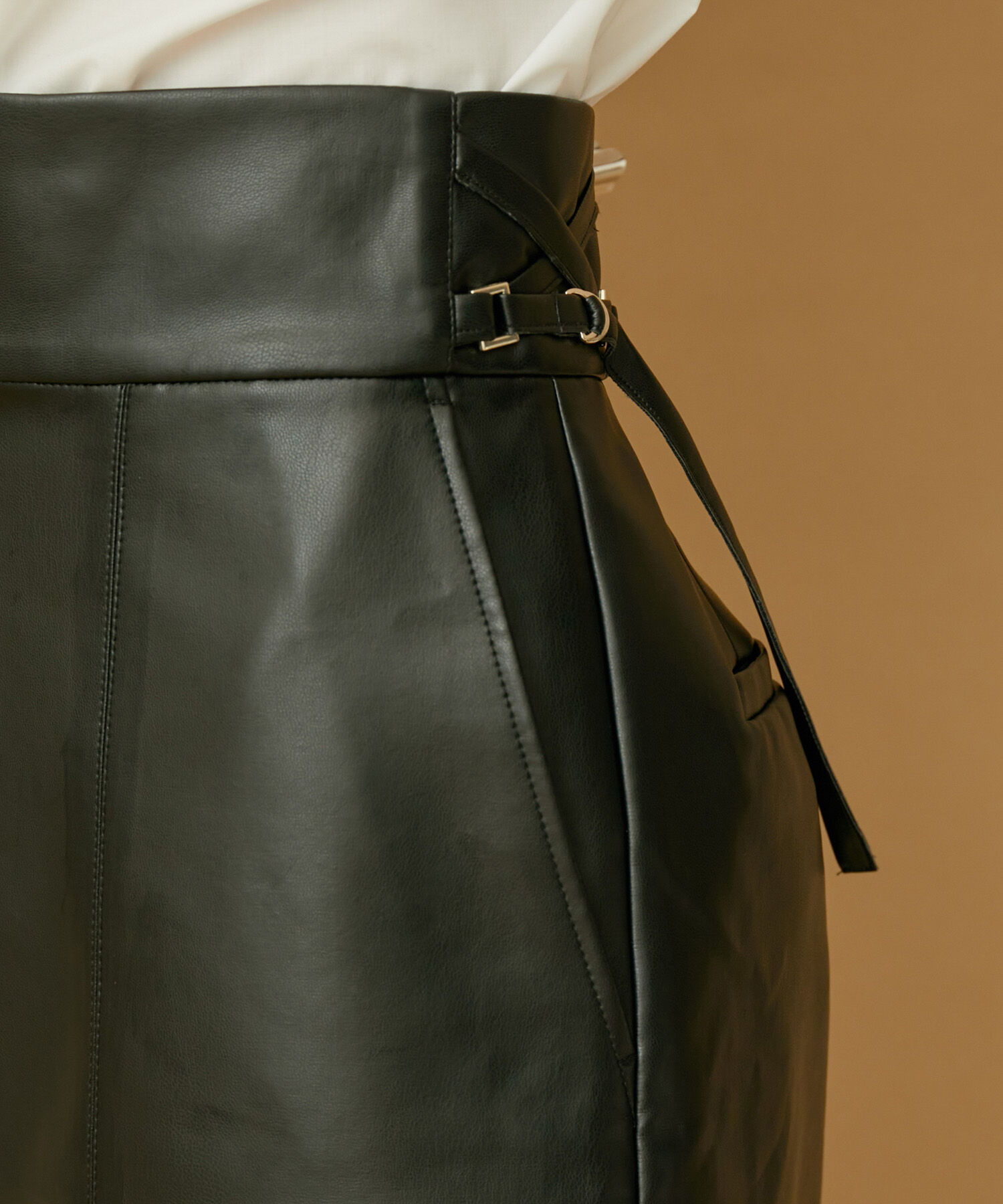 VIS「【洗える】レースアップバミューダパンツ」|スラックス|