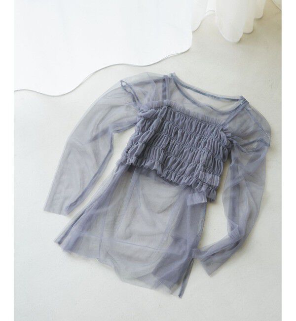 VIS「【SET】チュールレイヤードカットソー＆ビスチェキャミソール」|Tシャツ・カットソー|グレー(07)