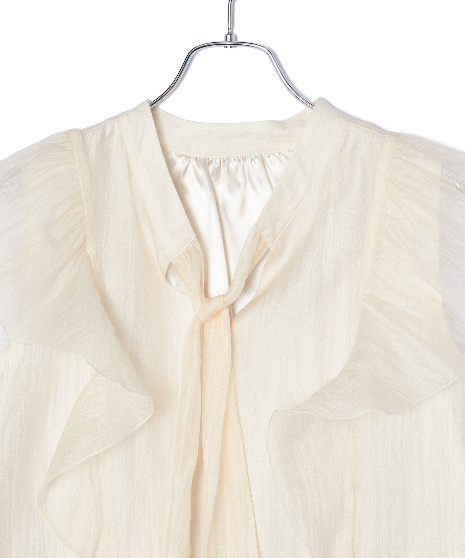 VIS「【新色追加】シャイニーボウタイフリルブラウス【前後2WAY】【洗える】」|シャツ・ブラウス|