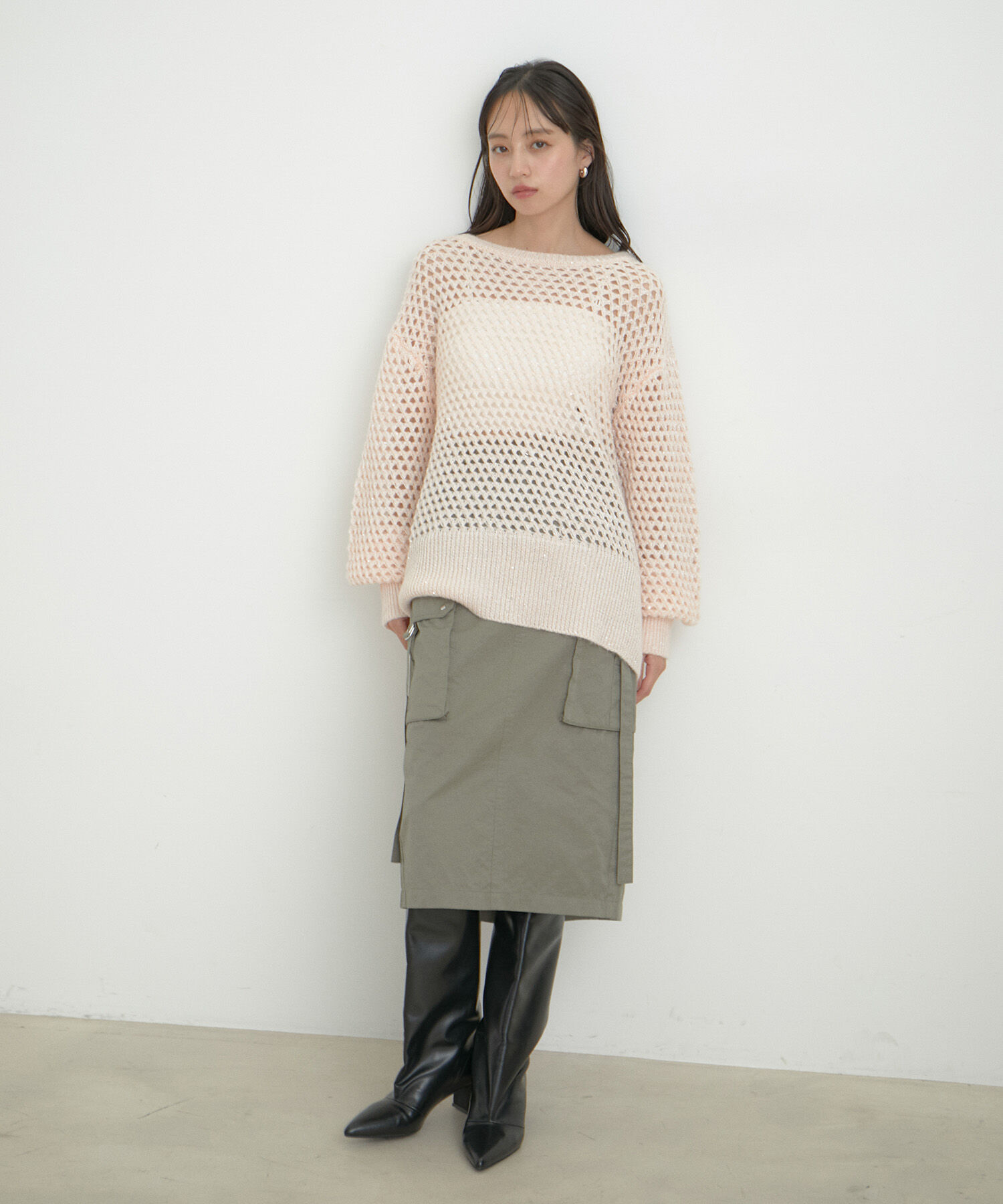 VIS「モヘアライクメッシュスパンコールニットプルオーバー」|ニット・セーター|