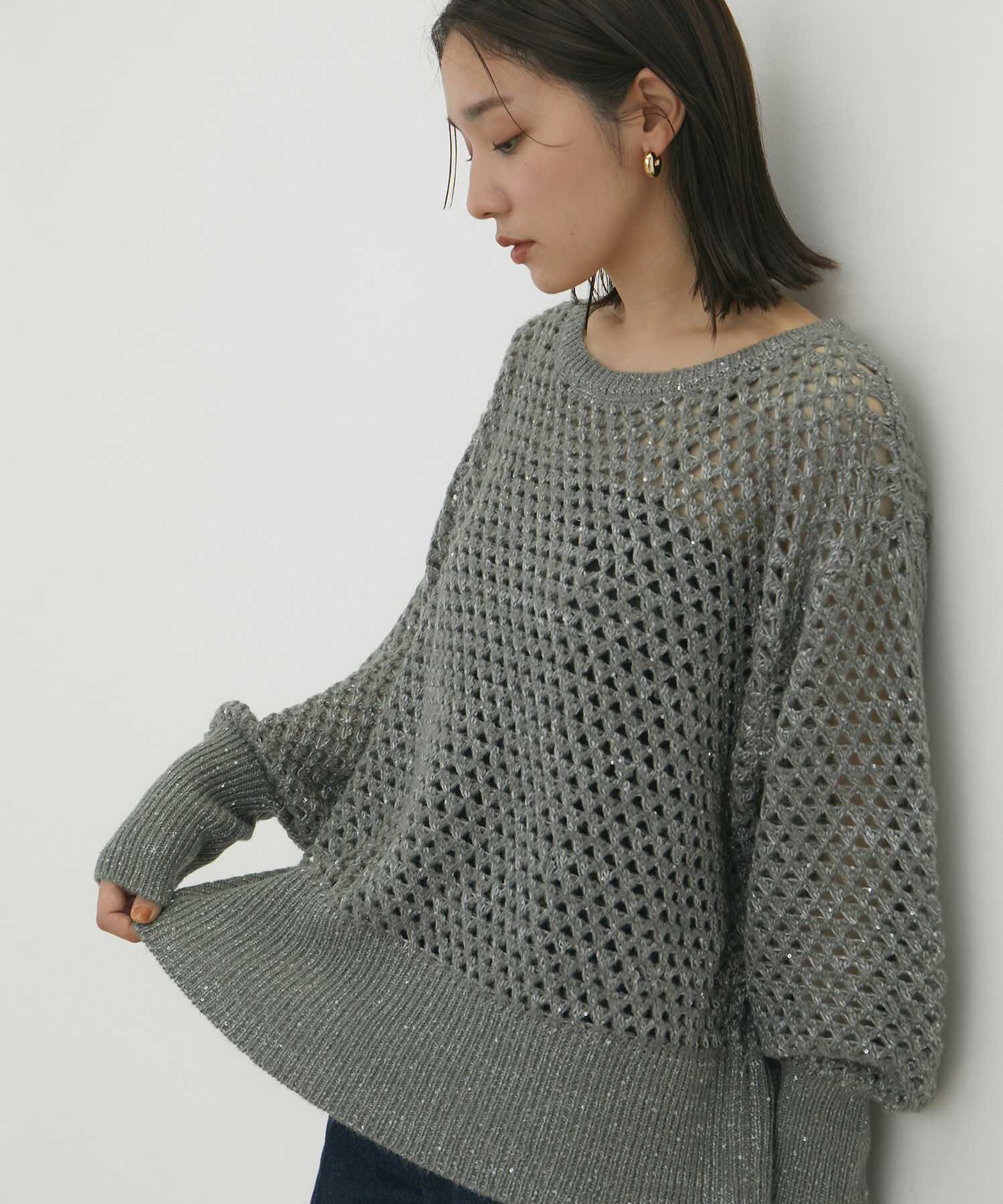 VIS「モヘアライクメッシュスパンコールニットプルオーバー」|ニット・セーター|