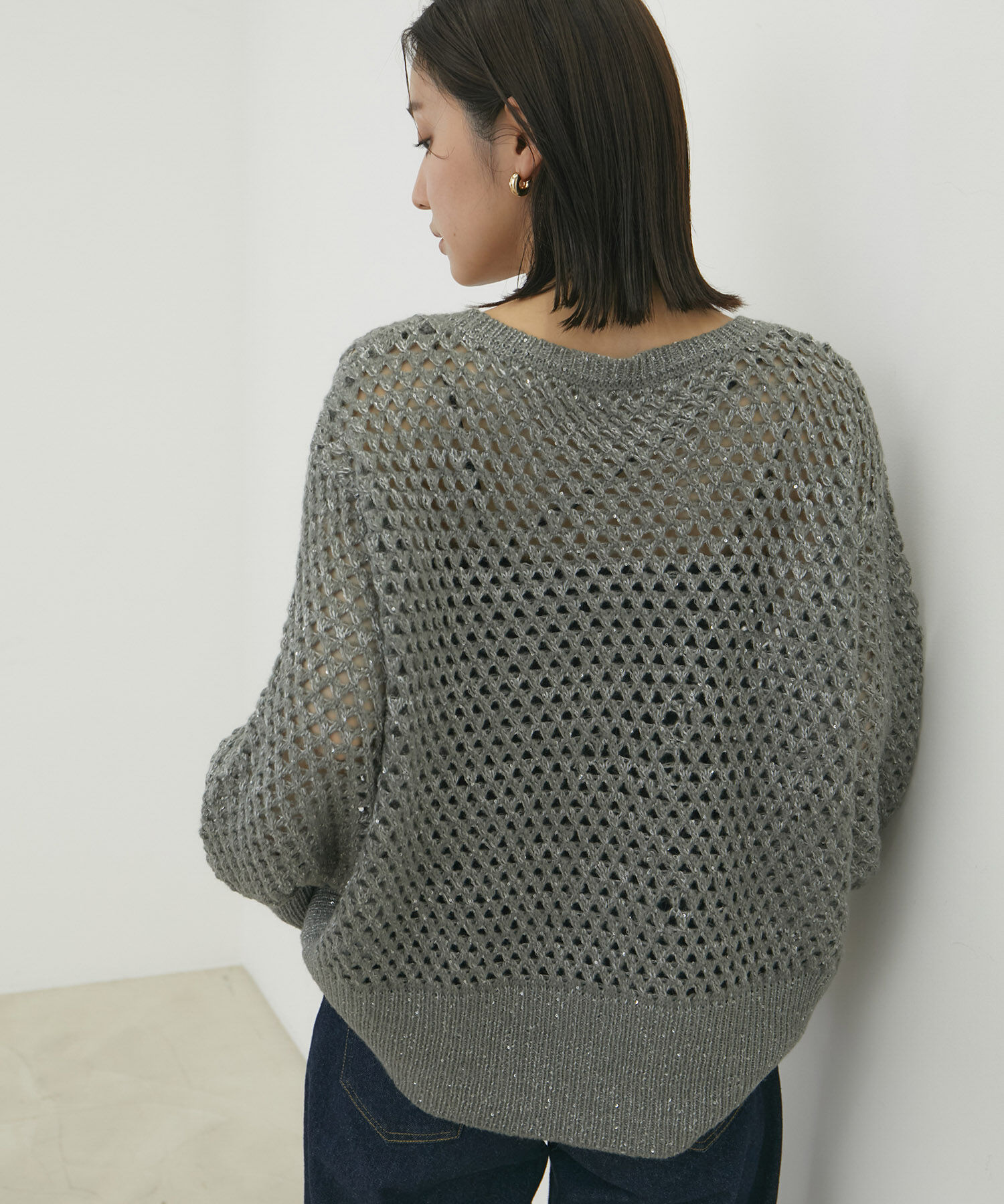 VIS「モヘアライクメッシュスパンコールニットプルオーバー」|ニット・セーター|