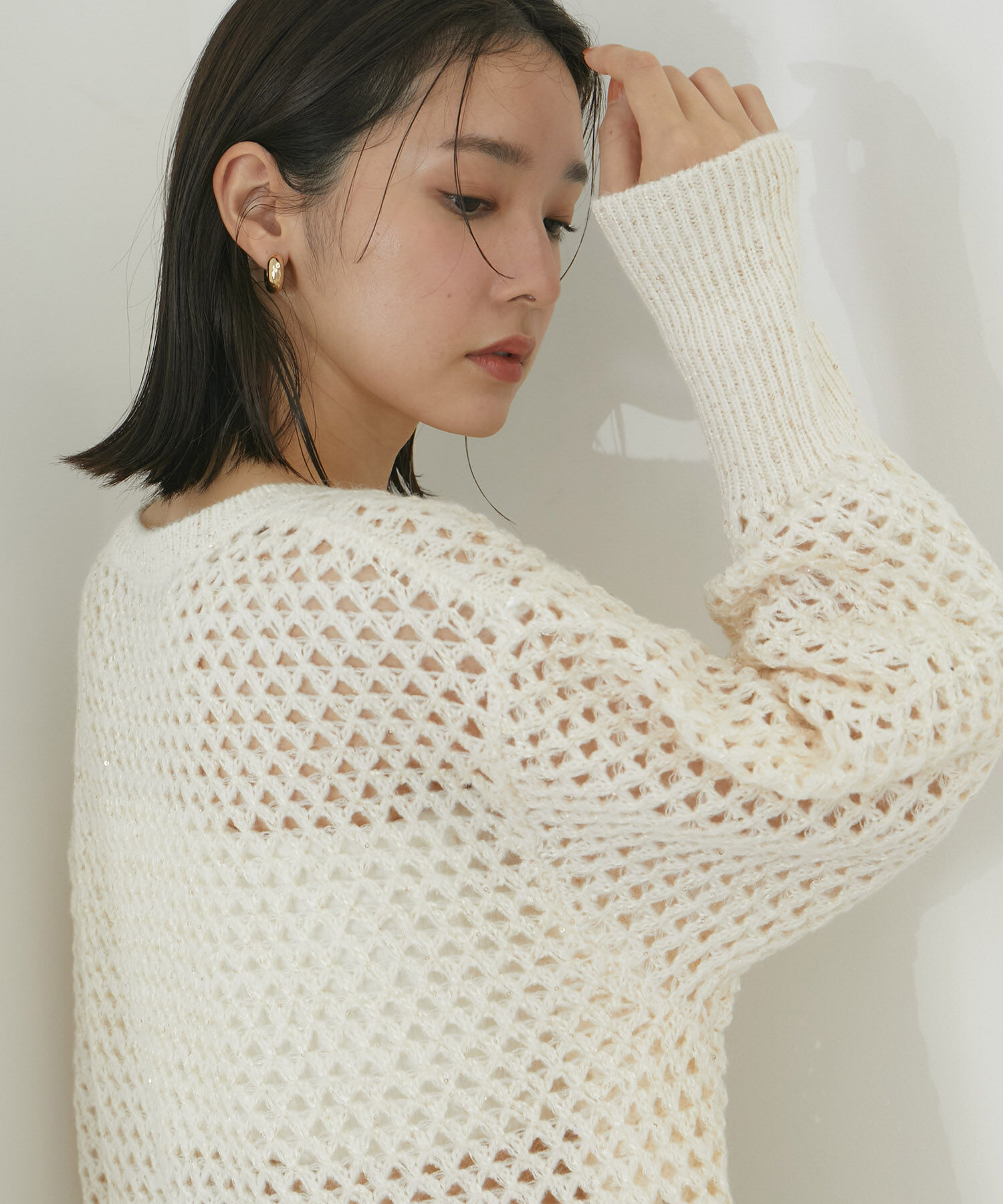 VIS「モヘアライクメッシュスパンコールニットプルオーバー」|ニット・セーター|