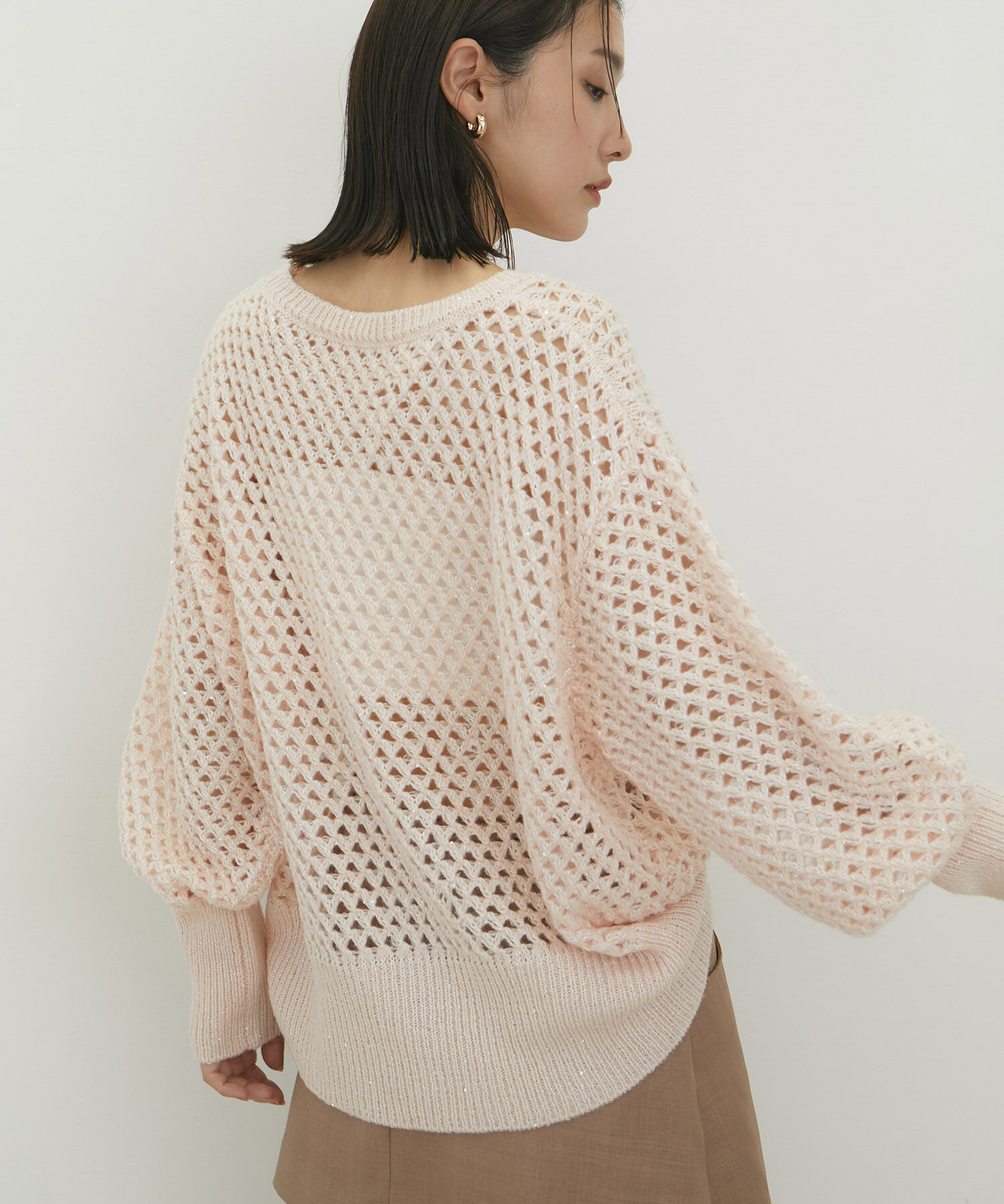 VIS「モヘアライクメッシュスパンコールニットプルオーバー」|ニット・セーター|