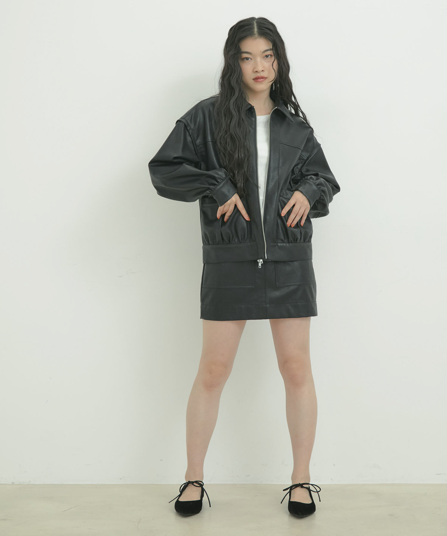 VIS「ヴィンテージライク合皮ミニスカート」|スカート|