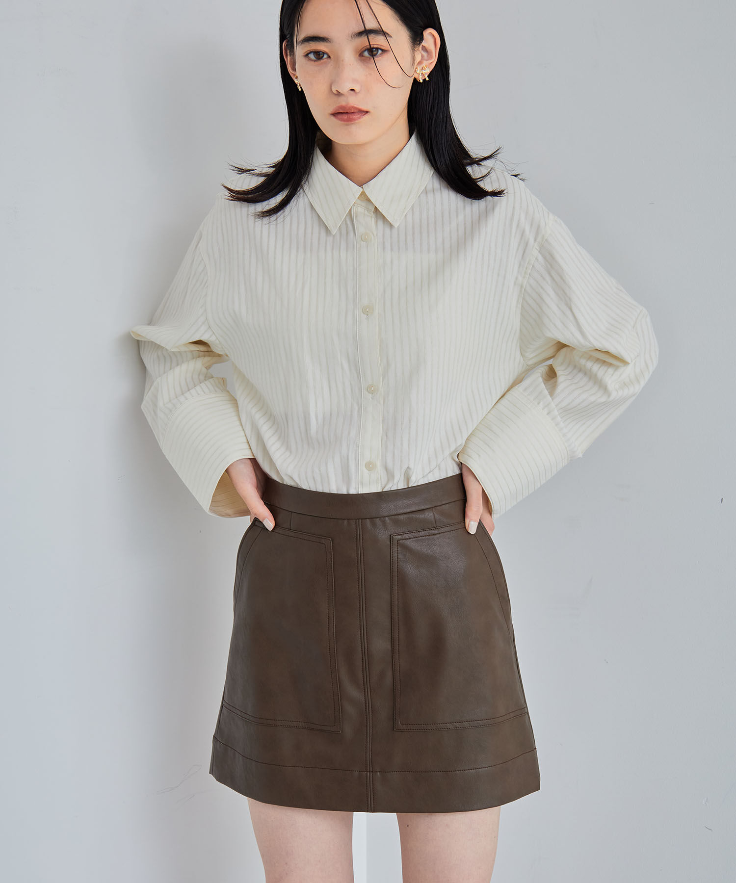 VIS「ヴィンテージライク合皮ミニスカート」|スカート|