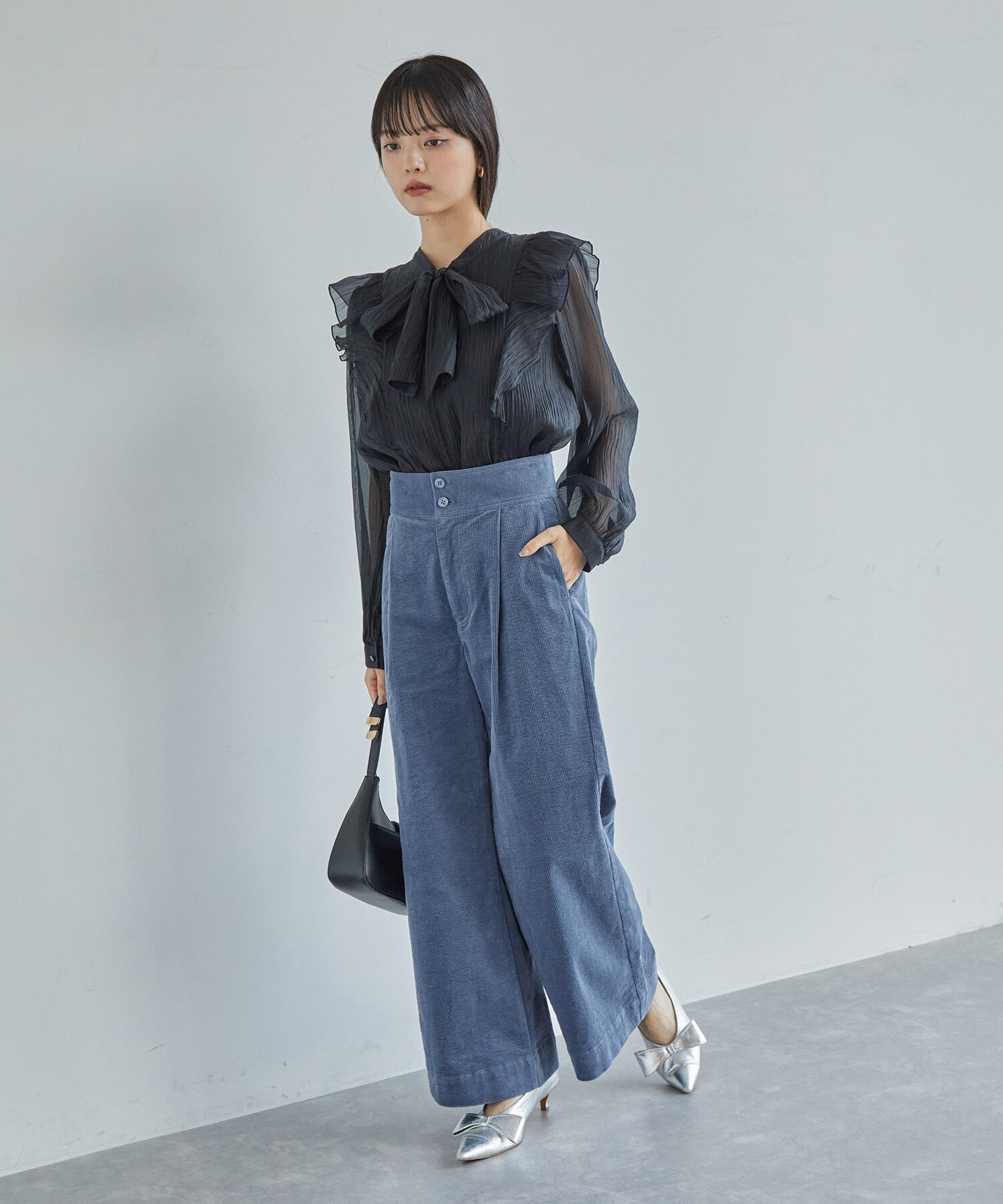 VIS「細コーデュロイワイドパンツ」|スラックス|