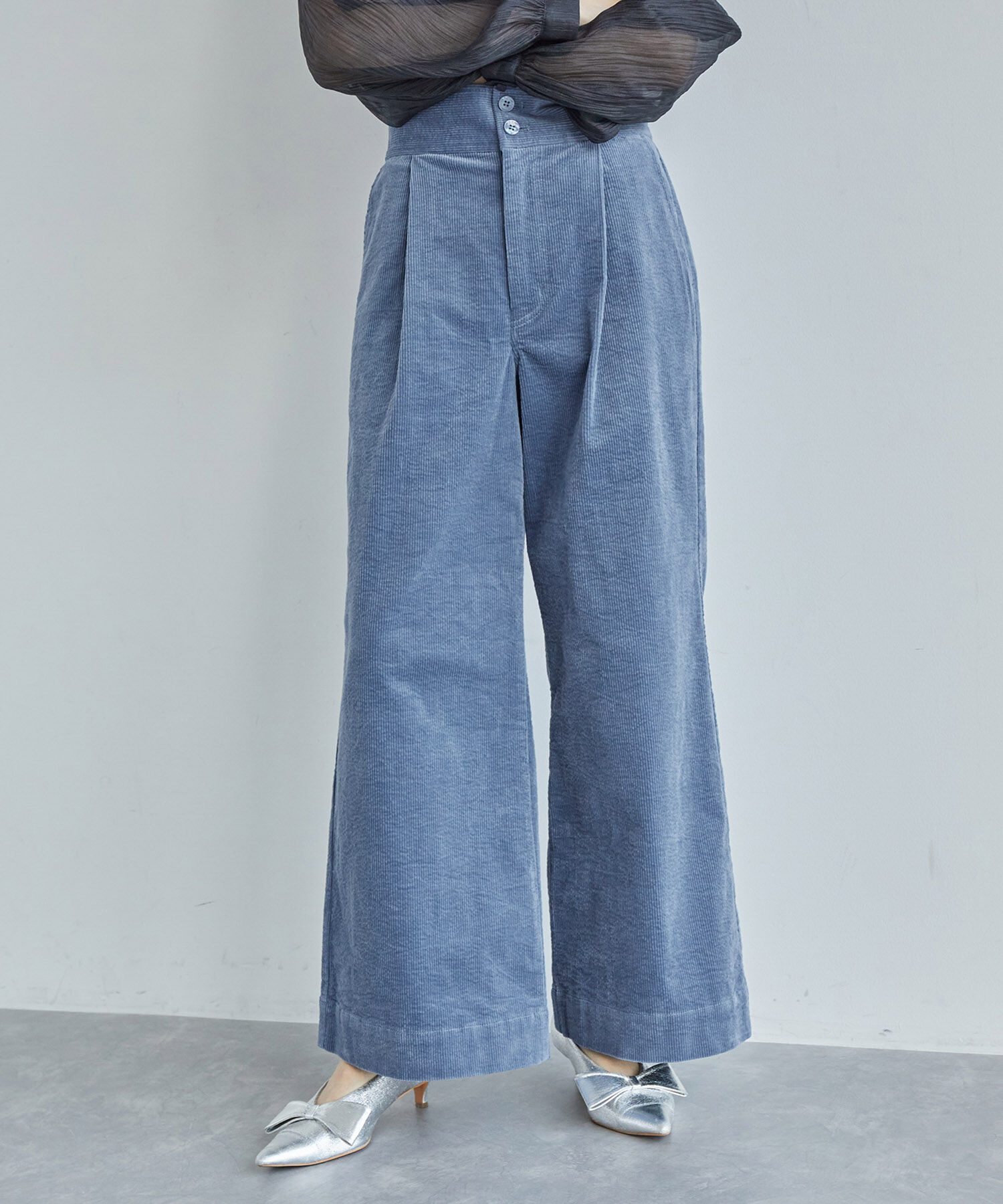 VIS「細コーデュロイワイドパンツ」|スラックス|